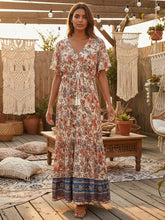 Load image into Gallery viewer, Vintage Floral Print,Beach Bohemian Maxi Dress, Boho Dress Robe
