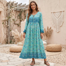 Load image into Gallery viewer, Black Wild Floral ,Beach Bohemian Maxi Dress,Holiday Boho Dress
