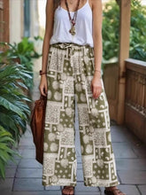 Load image into Gallery viewer, Geometric Floral Print ,Wide Leg Bohemian Pants , Boho Pant Pockets
