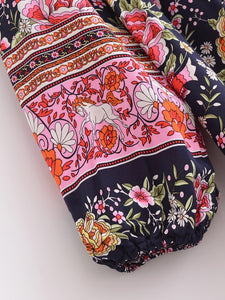 Boho Dress, Bohemian Maxi Dress,Multi Floral print