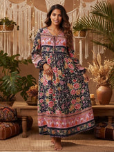 Load image into Gallery viewer, Boho Dress, Bohemian Maxi Dress,Multi Floral Print
