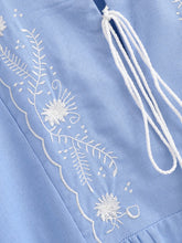 Load image into Gallery viewer, Floral Emberoidery, Linen Cotton Maxi Dress,Tassel Boho Dress
