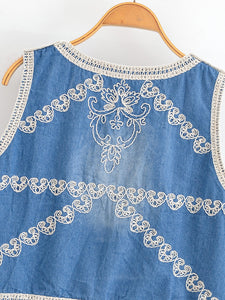 Denim Embroidery ,Suspender Vest ,Sequin Vest Waistcoat