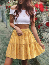 Load image into Gallery viewer, Bohemian Mini Skirts,Boho Skirt,Yellow Flower Print
