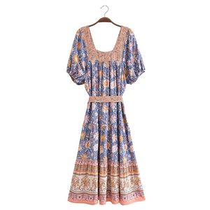 Bohemian Midi Dress ,Beachwear Lady, Happie Dresses Robe