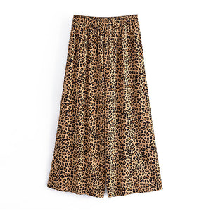 Leopard Print Bohemian Pants ,Wide Leg Boho Pants