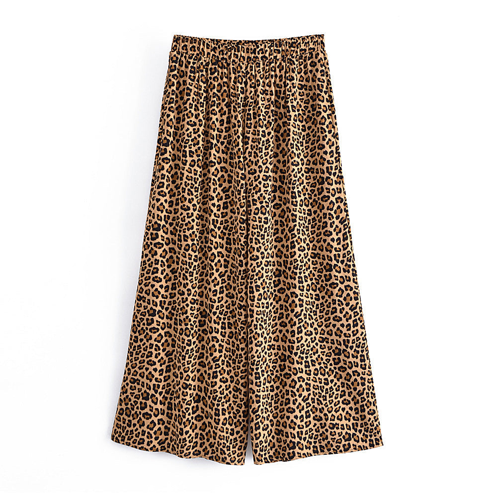 Leopard Print Bohemian Pants ,Wide Leg Boho Pants