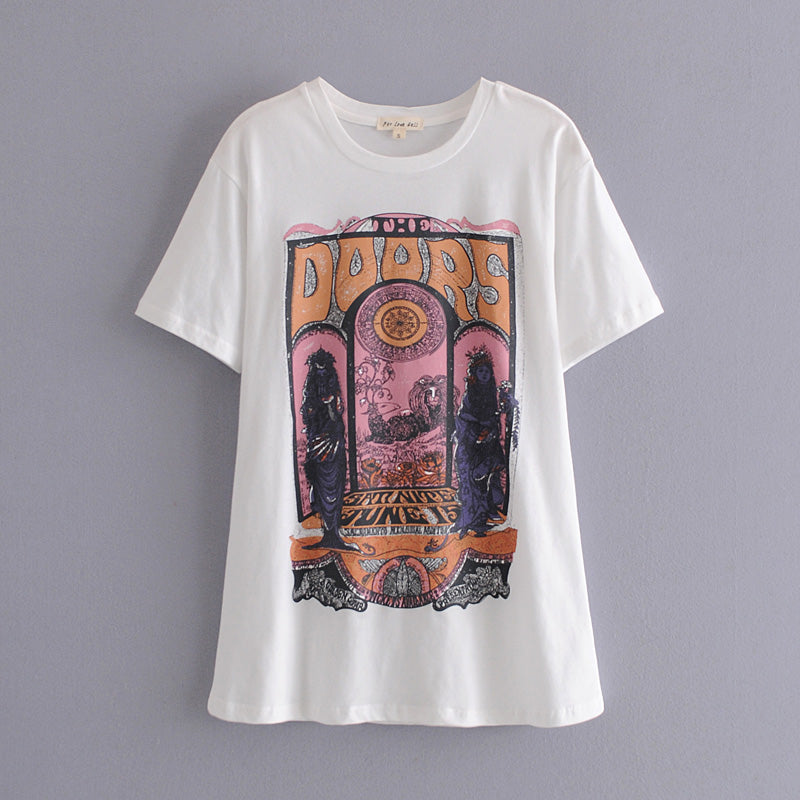 Boho Tees,Vintage T shirt ,statue floral print