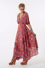 Load image into Gallery viewer, Peacock Floral Print,Bohemian Maxi Sundress, Boho Dress
