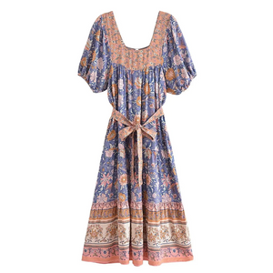 Bohemian Midi Dress ,Beachwear Lady, Happie Dresses Robe