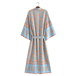 Multi Floral Bohemian Kimono ,Boho Maxi Robe