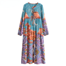 Load image into Gallery viewer, Star and Moon Print,Boho Maxi Dress,Beach Bohemian Dress
