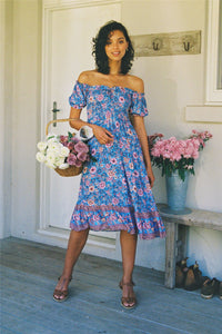 Floral print ,Boho midi dress, Boho sundress