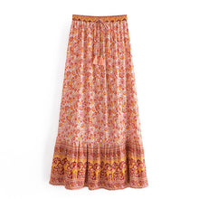 Load image into Gallery viewer, Camel Floral Print,Bohemian skirt ,Boho Maxi Skirt
