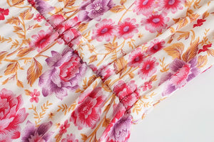 Floral Print V-neck,Boho Sundress,Boho Mini Dress