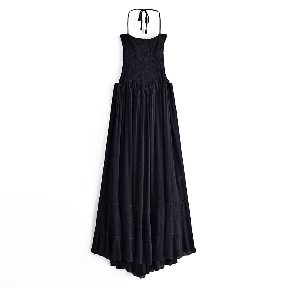 Backless Bohemian Maxi Dress, Boho Strapless Dress