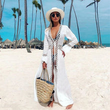 Load image into Gallery viewer, White Bohemian  dress , Boho maxi sundress
