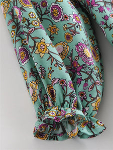 Floral print,deep V-neck,mini dress ,Boho dresses