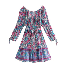 Load image into Gallery viewer, Floral Print ,Bohemian Mini Dress, Boho Sundress
