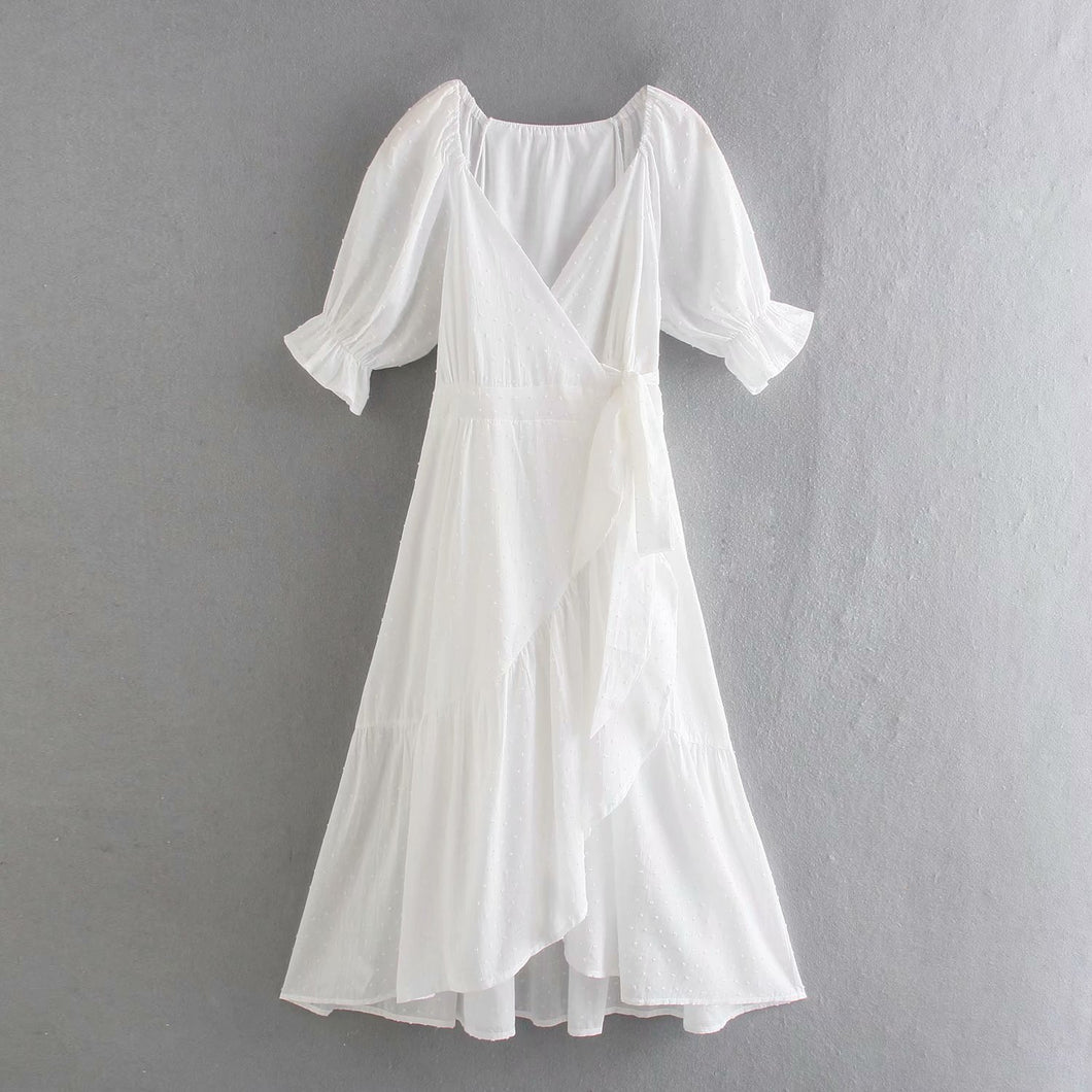 White Ruffles,Bohemian Sundress,Boho Maxi Dress