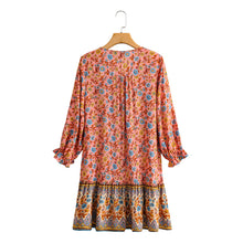 Load image into Gallery viewer, Floral print v-neck,Boho sundress,Boho mini dress
