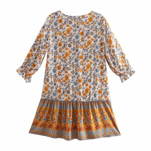 Mini Dress, Boho Sundress,Floral Print