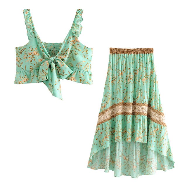 Boho Sets, Maxi Skirt and Tops, Wild Flower