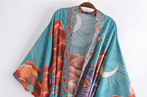 Star and Moon,Bohemian Kimono,Boho Cover-ups