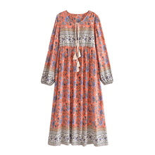 Load image into Gallery viewer, Bird Floral print，Bohemian Maxi dress，Boho sundress
