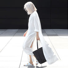 Load image into Gallery viewer, White Bohemian Maxi Sundress ,Boho Shirt Dress
