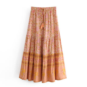Pink Floral Printed ,Boho Skirt ,Maxi Skirt