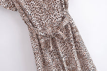 Load image into Gallery viewer, Leopard Print, Boho Dress ,Bohemian Wrap Dress
