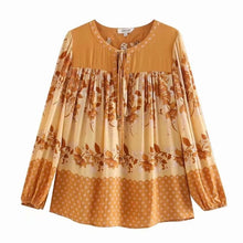 Load image into Gallery viewer, Boho Blouse, Vintage Blouse,Floral Print Tops
