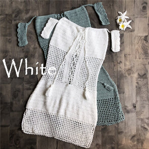 Hollow Out Knitted,Bohemian Mini Dress,Boho Sundress