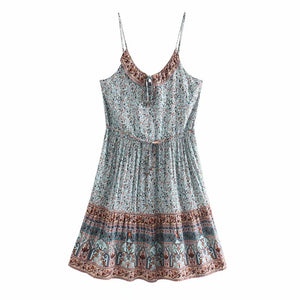 Mini Dress, Boho Sundress,Floral Print