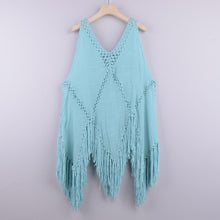 Load image into Gallery viewer, Solid hollow,Bohemian mini dress,Boho sundress
