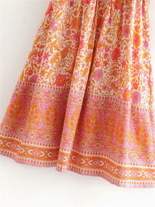 Mini Dress, Boho Dresses,Pink Floral Print