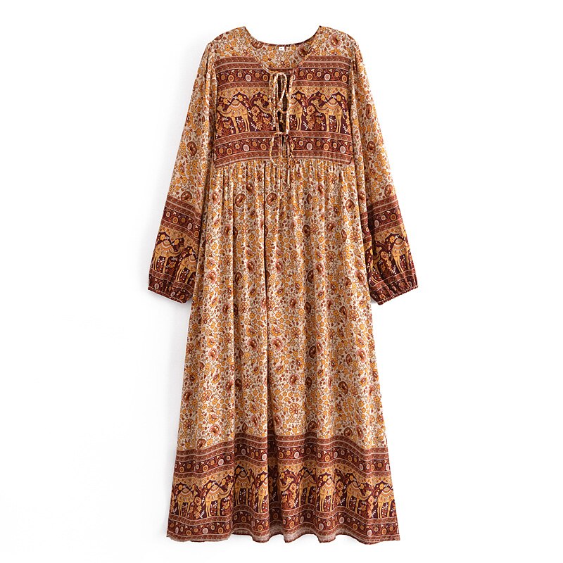 Pink Floral Print ,Bohemian Maxi Dress ,Boho Dress