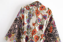 Load image into Gallery viewer, Multi Floral print ,Boho Kimono robe,Bikini Cover-ups
