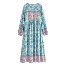 Load image into Gallery viewer, Bird Floral print，Bohemian Maxi dress，Boho sundress
