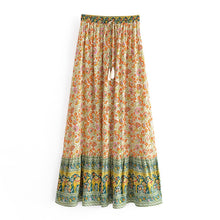 Load image into Gallery viewer, Camel Floral Print,Bohemian Maxi skirt , Boho Skirt
