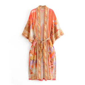 Boho Kimono,Bikini Cover-ups ,mermaid Floral Print