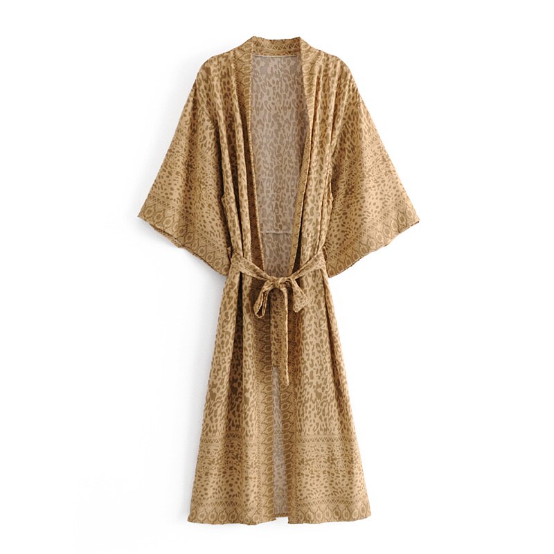 Boho robe,Bohemian Kimono , Leopard Floral