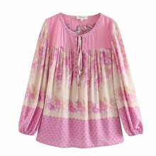Load image into Gallery viewer, Boho Blouse, Vintage Blouse,Floral Print Tops
