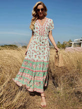 Load image into Gallery viewer, Bohemian  maxi dresses, V neck botton rayon, Boho Sundress
