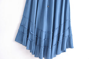 Backless Bohemian Maxi Dress, Boho Strapless Dress