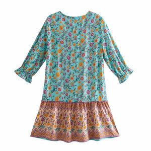 Mini Dress, Boho Sundress,Floral Print