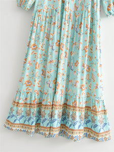 Floral Print,Bohemian Maxi Sundress,Boho Dress