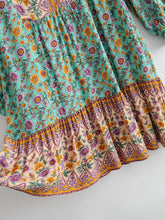 Load image into Gallery viewer, Floral print v-neck,Boho sundress,Boho mini dress

