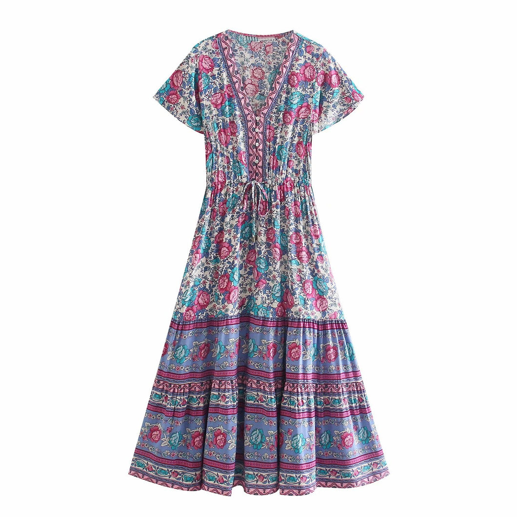 Floral print ,Bohemian  maxi dresses,Boho Sundress